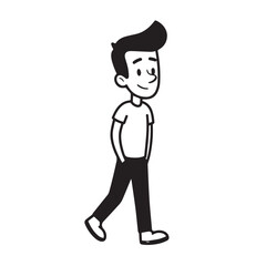 Handsome Man Black and White Illustration Vector Image Male Portrait Fashion Sketch Line Art Design