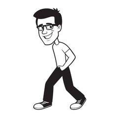 Handsome Man Black and White Illustration Vector Image Male Portrait Fashion Sketch Line Art Design