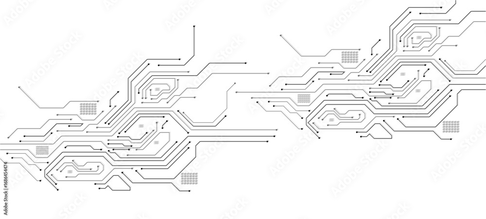 Poster circuit board black technology on white background.vector abstract technology illustration circuit b