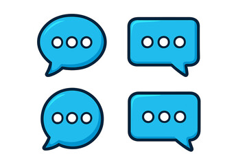 Naklejka premium Speech bubble vector icon set. Chat, message, comment, talking, dialogue symbol. Communication concept illustration. Flat cartoon graphic design element for social media, web.
