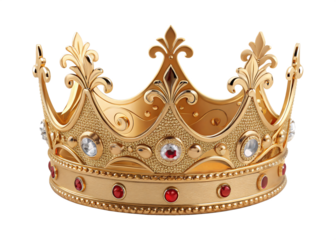 Golden Crown: A regal and opulent golden crown, adorned with sparkling jewels, is presented, symbolizing authority and royal heritage.
