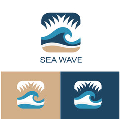 Minimalist palm tree and ocean wave circle logo design for tropical beach branding