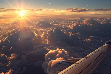 Pixel Perfect Image of 3D View of Sun on Sky From Airplane