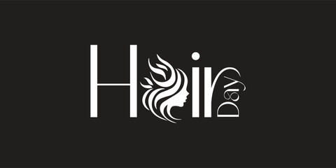 National Hair Day Logo isolated for Salon, Hair Brand, Shampoo, Hair oil, Dermatologist, Hair care 