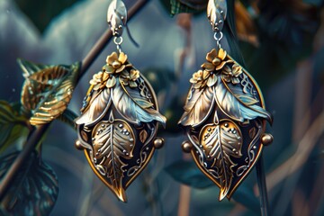 Vibrant Color Picture of Aesthetic Golden and Silver Earrings