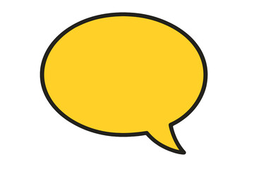 Fototapeta premium Yellow speech bubble vector icon. Flat cartoon chat bubble for communication, dialogue, and comments. Simple comic style talk box illustration for graphic design elements.