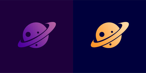 saturn planet vector logo purple orange color