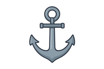 Anchor vector illustration. Flat cartoon icon of a nautical marine symbol for boat ship or yacht. Heavy metal equipment for harbor, sea, ocean. Isolated graphic design element.