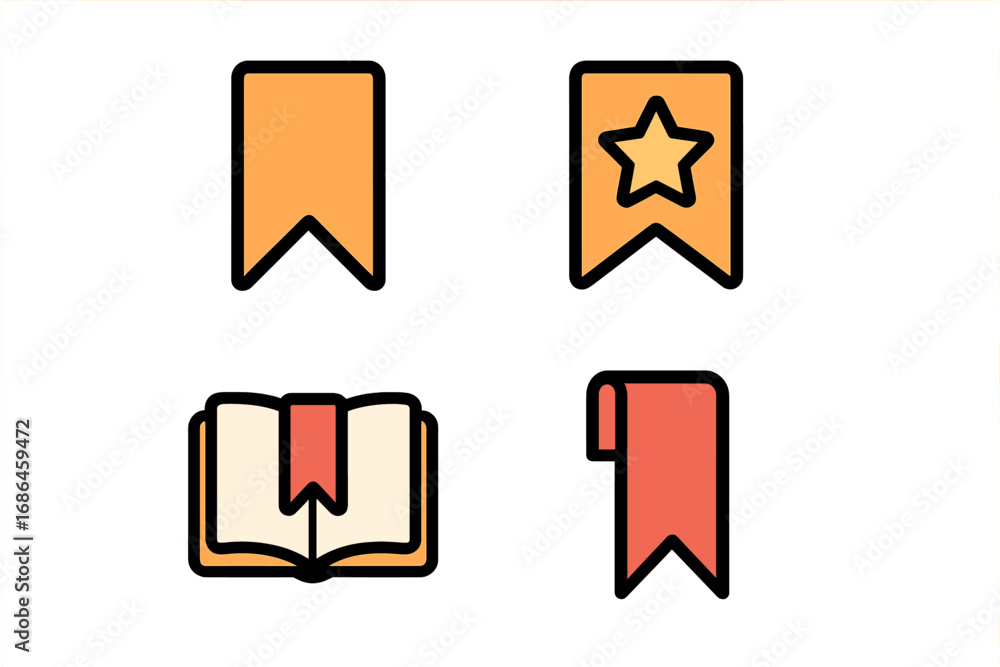 Aufkleber reading and bookmark line icon set. vector symbols for favorite, save, and learn concepts. isolated 