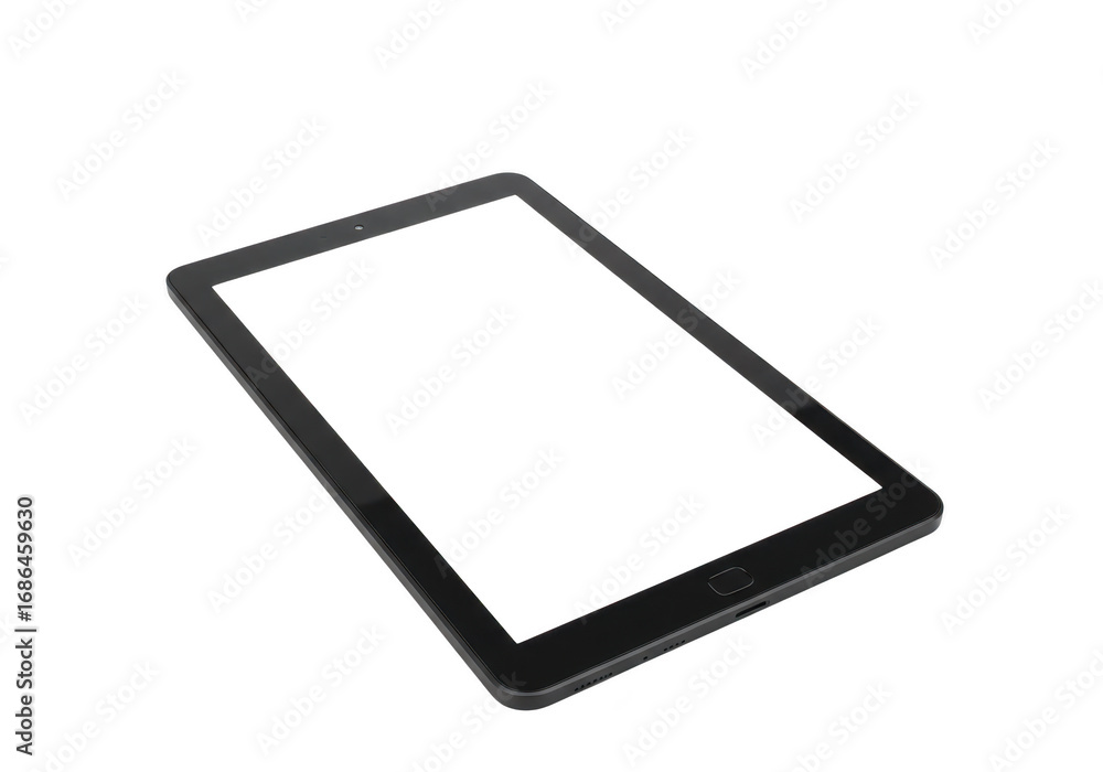 Poster tablet computer with white screen isolated on transparent background