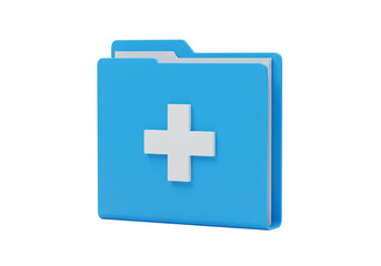 Obraz premium 3 d render light blue folder icon white plus symbol transparent background