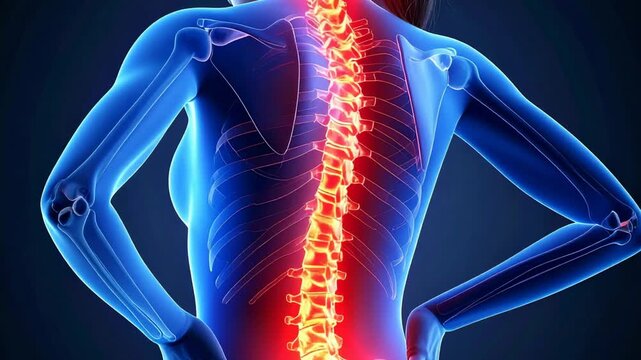 3D render of spine with pain