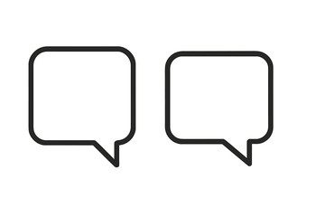 Naklejka premium Speech bubble vector icon set. Chat box, message, or comment symbol. Dialogue balloon for communication, talk, and discussion. Quote box sign for comics, apps, and web design.