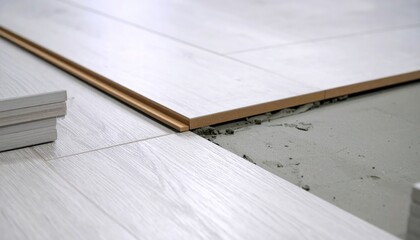 White Laminate Flooring Installation Detail