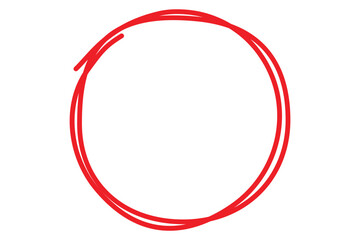 Red hand drawn circle, doodle drawing circular frame, Bright red scribble ovals and bubbles vector illustration
