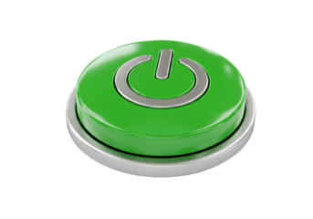 Green power button 3 d render circular on off switch symbol digital technology interface element