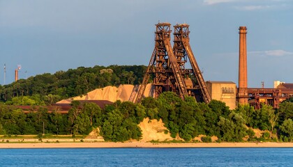 Rusty industrial structures by water