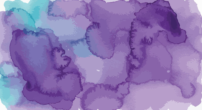 Watercolor background with purple and teal washes
