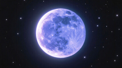 Fototapeta premium Red Moon Mystical violet moon glows serenely amidst a vast, star-dusted cosmic expanse, evoking wonder and the infinite.