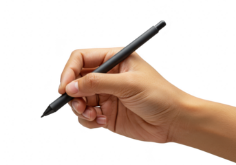 Hand holding a stylus pen isolated on transparent background