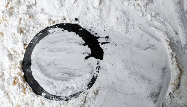 Black Ink Smudge on White Plaster Background