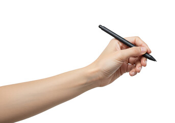 Hand holding a stylus pen isolated on transparent background