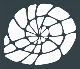 Spiral nautilus stencil with organic mosaic pattern. Perfect template for laser cutting, CNC, wall panels, screens, decor, crafts, DIY, and modern interior design.