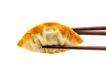 Fried dumpling with chopsticks asian cuisine food photography transparent background