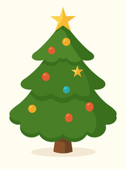 Christmas Tree Vector with Colorful Ornaments