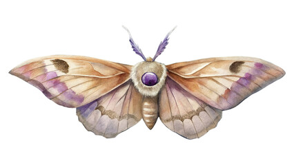 Fototapeta premium Watercolor moth isolated on transparent background