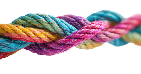 Close-up of multicolored ropes intertwined