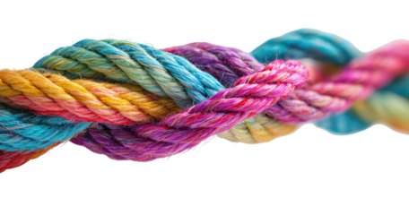 Close-up of multicolored ropes intertwined