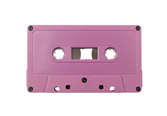 Obraz premium Pink audio cassette tape with transparent background