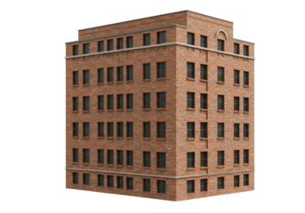 Multi story brick building 3 d model isometric view