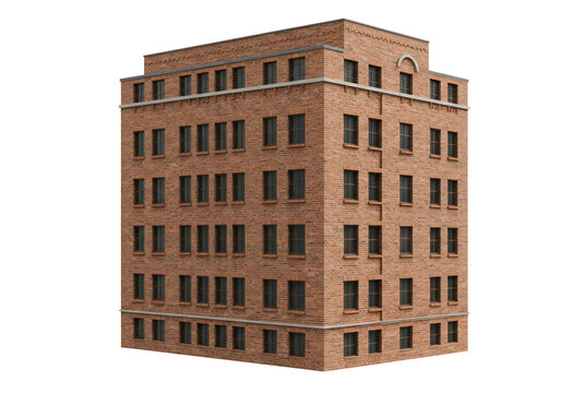 Multi story brick building 3 d model isometric view