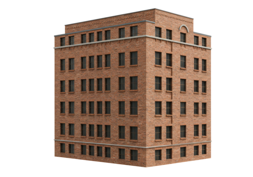 Multi story brick building 3 d model isometric view - Powered by Adobe