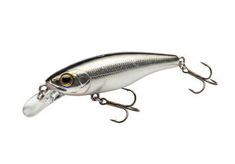 Silver fishing lure with transparent background