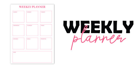 weekly,planner,schedule flat vector printable weekly planner template with minimalist pink theme layout for personal use