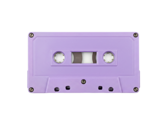Lavender cassette tape isolated on transparent background