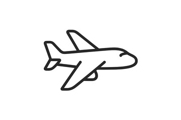 Plane line icon. Airplane travel symbol. Flight transport sign. Aviation pictogram for web and graphic design. Simple thin line outline vector illustration for logo, app, ui, ux.