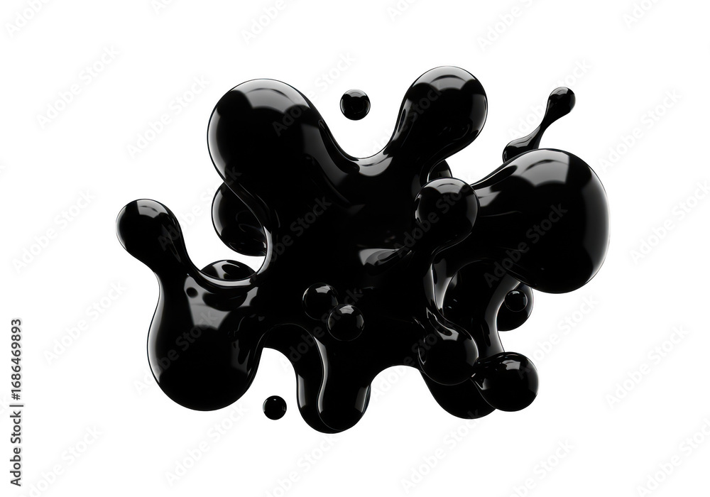 Poster Abstract black blob isolated on transparent background