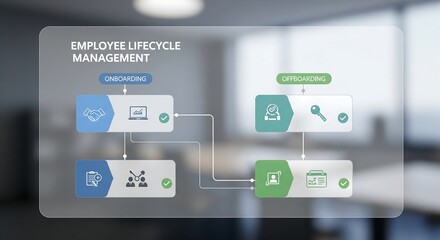 Employee Lifecycle Management flowchart with onboarding and