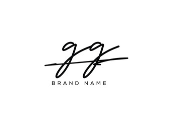 GG letter elegant cursive beauty handwriting logo.
