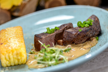 beef steak with salad