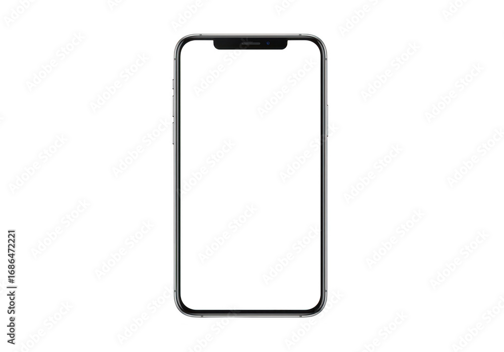 Poster modern smartphone with blank screen isolated on transparent background