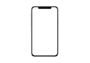 Modern smartphone with blank screen isolated on transparent background