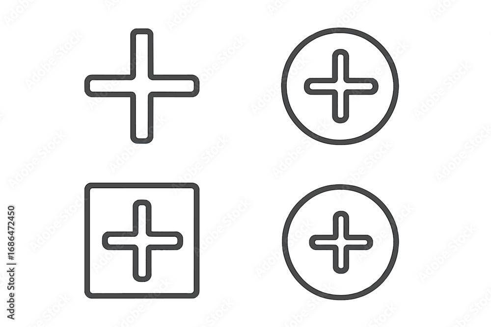 Fototapete plus line icon set. add button collection in outline style. vector symbols for ui and ux design. cre