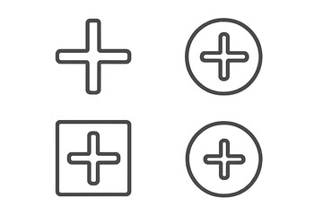 Fototapeta premium Plus line icon set. Add button collection in outline style. Vector symbols for UI and UX design. Create, more, or new element concept. Editable stroke for web and apps.