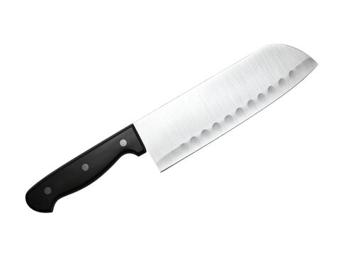 Top-Down Flat Lay of Chef&rsquo;s Knife on Clean Isolated Background, PNG