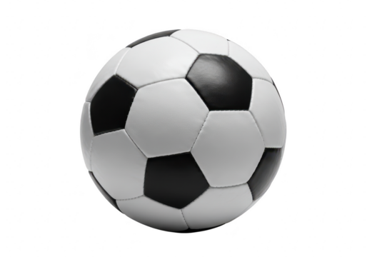Classic black and white soccer ball isolated on transparent background